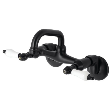 Kingston Brass KS512MB Two-Handle Wall Mount Bar Faucet, Matte Black KS512MB